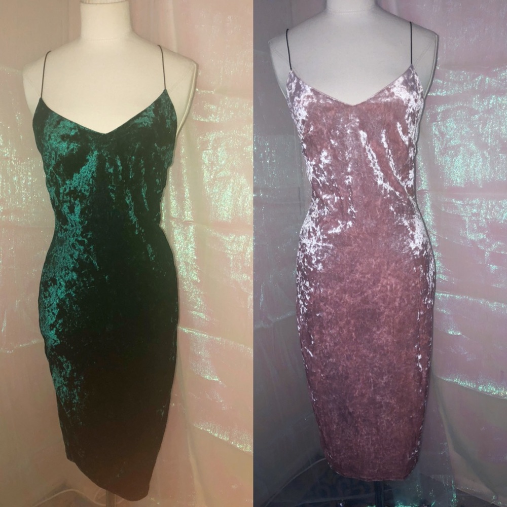 2 DRESS SPECIAL! Velvet Midi Elastic Strap Dresses
